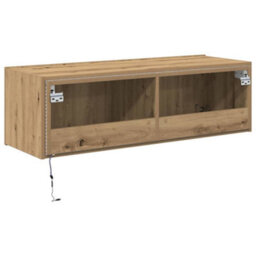 Berkfield Tv Wall Cabinet With Led Lights Artisan Oak 100X35X31 Cm - thumbnail 9
