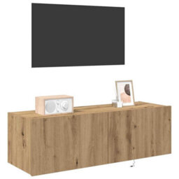 Berkfield Tv Wall Cabinet With Led Lights Artisan Oak 100X35X31 Cm - thumbnail 3