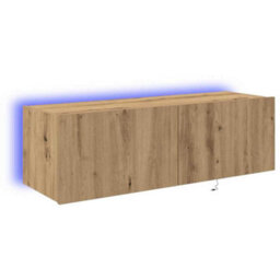 Berkfield Tv Wall Cabinet With Led Lights Artisan Oak 100X35X31 Cm - thumbnail 2