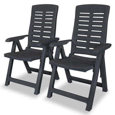 Berkfield Reclining Garden Chairs 2 Pcs Plastic Anthracite - image 1