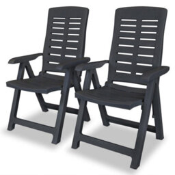 Berkfield Reclining Garden Chairs 2 Pcs Plastic Anthracite - thumbnail 1