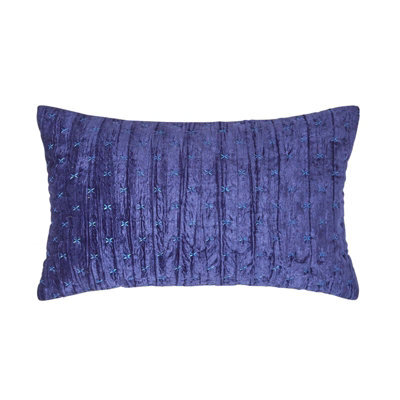 Homescapes Navy Blue Crushed Velvet Rectangular Cushion Cover, 30 X 50 Cm - image 1