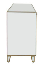 Orsina Mirrored Glass Cabinet With Crystal-Style Knobs, Art Deco Antique Finish Storage Cabinet With Drawers - thumbnail 5