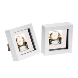 "Nicola Spring 4 X 4"" Photo Frames - White/ivory Mount - 3D Picture Frame Box Portrait Display Case (12.5 X 12.5Cm) Set Of 2" - thumbnail 1
