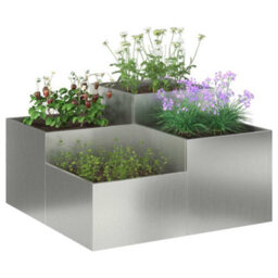 Berkfield Garden Planter Silver 80 X 80 X 48 Cm Galvanised Steel - thumbnail 3