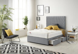 "Somnior Beds Platinum Divan Bed Set With 2 Drawers With Mattress & 30"" Headboard - Plush Velvet, Charcoal, 2Ft6 Small Single" - thumbnail 2