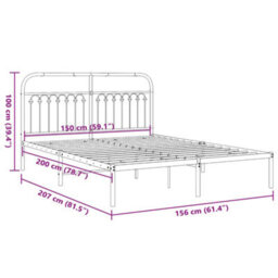 Berkfield Metal Bed Frame Without Mattress With Headboard White 150X200Cm - thumbnail 8