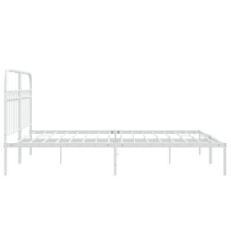 Berkfield Metal Bed Frame Without Mattress With Headboard White 150X200Cm - thumbnail 5