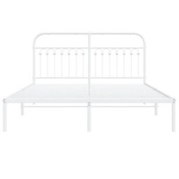 Berkfield Metal Bed Frame Without Mattress With Headboard White 150X200Cm - thumbnail 4