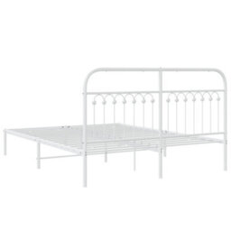Berkfield Metal Bed Frame Without Mattress With Headboard White 150X200Cm - thumbnail 6