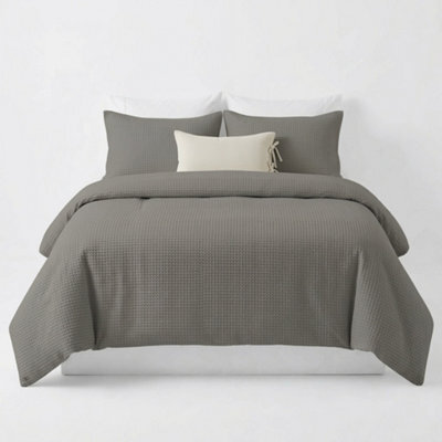 Honeycomb Waffle Duvet Cover Set Textured Stripe Bedding With Matching Pillowcases Modern Bedroom Quilt Cover - image 1