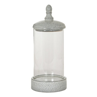 Hill Interiors Sona Large Hurricane Lantern Candle Holder With Lid - Glass - L21 X W21 X H50 Cm - White - image 1