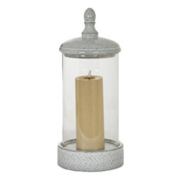 Hill Interiors Sona Large Hurricane Lantern Candle Holder With Lid - Glass - L21 X W21 X H50 Cm - White - thumbnail 2