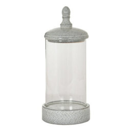 Hill Interiors Sona Large Hurricane Lantern Candle Holder With Lid - Glass - L21 X W21 X H50 Cm - White - thumbnail 1