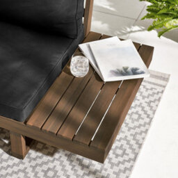 Furniturebox Brisa Wooden Garden Sofa Set - Solid Wood 6 Seat Corner L-Shaped Sofa & Coffee Table - Brown Patio Outdoor Sofa Set - thumbnail 5
