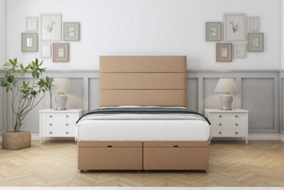 "Sloomy Texas Latte Dumfries Ottoman Bed Base With 26"" Strutted Headboard 4'6 Double" - image 1