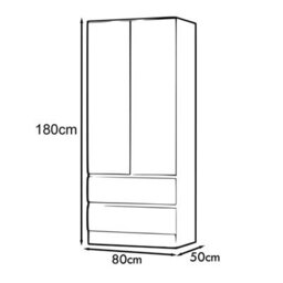 FWSTYLE Combination Wardrobe 2 Door 2 Drawer Dark Matt Grey Scratch Resistant - thumbnail 7