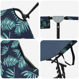 Berkfield Folding Sun Lounger With Canopy Leaf Print 600D Oxford Fabric - thumbnail 7