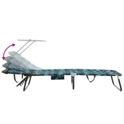 Berkfield Folding Sun Lounger With Canopy Leaf Print 600D Oxford Fabric - thumbnail 9