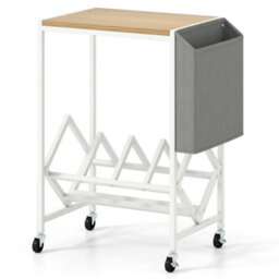 Natural Rolling Turntable Stand Vinyl Record Storage Rack - thumbnail 1