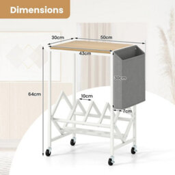 Natural Rolling Turntable Stand Vinyl Record Storage Rack - thumbnail 2