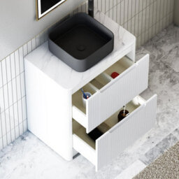 Royal Bathrooms Avenza 700mm Matt White Floor Standing Countertop Bathroom Vanity Unit 2 Drawer With Art Square Basin - thumbnail 5