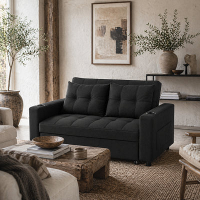 Wyld Haus Kanovi 2-Seater Black Fabric Pull-Out Sofa Bed, 157 X 190 Cm - image 1