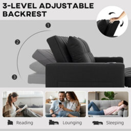 Wyld Haus Kanovi 2-Seater Black Fabric Pull-Out Sofa Bed, 157 X 190 Cm - thumbnail 5