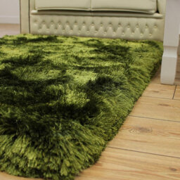 Plush Green Luxury Shaggy Polyester Sparkle Modern Luxurious Handmade Easy To Clean Rug For Living Room And Bedroom-70Cm X 140Cm - thumbnail 1