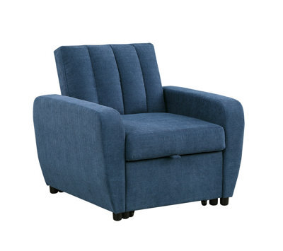 Mattress Guru Gibson Modern And Versatile Fabric 1 Seater Chair Bed, Living Room Furniture, Guest Bed, Blue - image 1