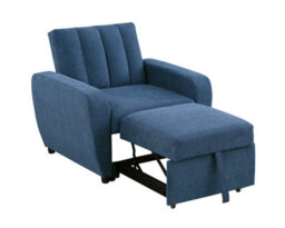 Mattress Guru Gibson Modern And Versatile Fabric 1 Seater Chair Bed, Living Room Furniture, Guest Bed, Blue - thumbnail 2