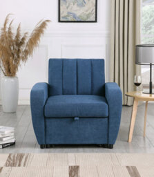 Mattress Guru Gibson Modern And Versatile Fabric 1 Seater Chair Bed, Living Room Furniture, Guest Bed, Blue - thumbnail 4