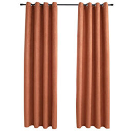 Berkfield Blackout Curtains With Metal Rings 2 Pcs Rust 140X175 Cm - thumbnail 2