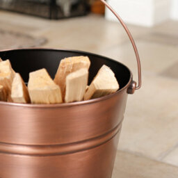 Dibor Traditional Antique Copper Fireside Coal, Log Storage And Kindling Bucket Log Basket - thumbnail 3