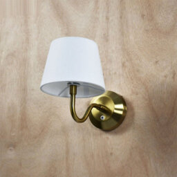 First Choice Lighting Set Of 2 Hamilton - Brass Rechargeable Wall Lights With White Shades - thumbnail 4