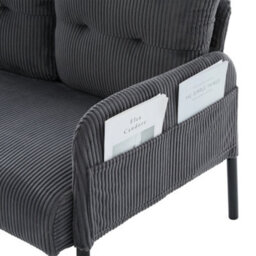 Abrihome Oversized Loveseat, Corduroy Upholstered Couch, Cozy Bedroom Sofa With Metal Legs & Side Pockets,for Living Room, Bedroom,  Grey - thumbnail 6