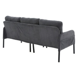 Abrihome Oversized Loveseat, Corduroy Upholstered Couch, Cozy Bedroom Sofa With Metal Legs & Side Pockets,for Living Room, Bedroom,  Grey - thumbnail 8