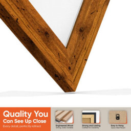"30X17"" Rustic Oak Modern Vinyl Record Frame With White Mount For 12 Inch Lp Album Cover & Disc - Ak Frames" - thumbnail 3
