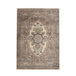 Melrose Traditional Medallion Brown Design Living Indoor Medium Area Rug 080/150Cm - thumbnail 4
