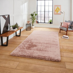 Modern Silky Faux Fur Plain Shaggy Rose Rug For Living & Dining Room-150Cm X 230Cm (4Ft. 11In. X 7Ft. 6In.) - thumbnail 7