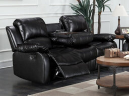 Faux Leather Black 3 Seater Manual Recliner Sofa - thumbnail 2