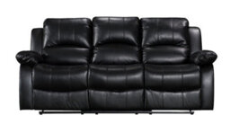 Faux Leather Black 3 Seater Manual Recliner Sofa - thumbnail 3