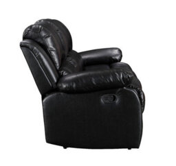 Faux Leather Black 3 Seater Manual Recliner Sofa - thumbnail 5