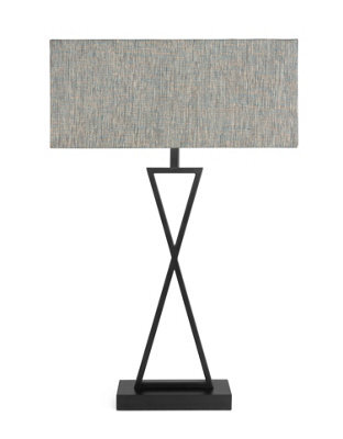 Lighting Supermarket Large X Style Modern Rectangle Statement Table Lamp With Blue Shade - Black - image 1