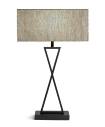 Lighting Supermarket Large X Style Modern Rectangle Statement Table Lamp With Blue Shade - Black - thumbnail 2