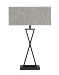 Lighting Supermarket Large X Style Modern Rectangle Statement Table Lamp With Blue Shade - Black - thumbnail 1