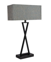 Lighting Supermarket Large X Style Modern Rectangle Statement Table Lamp With Blue Shade - Black - thumbnail 3
