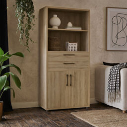 Wyld Haus Dris Natural Oak Effect Bookcase With 2 Shelves, 2 Drawers And 2 Doors - thumbnail 1