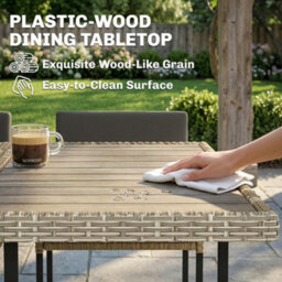 Outsunny Rattan Garden Furniture Set, Rattan Table And Chairs With Cushions - thumbnail 6