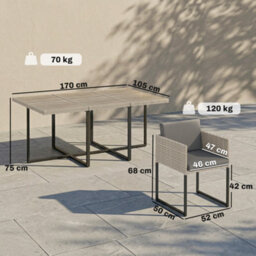 Outsunny Rattan Garden Furniture Set, Rattan Table And Chairs With Cushions - thumbnail 3